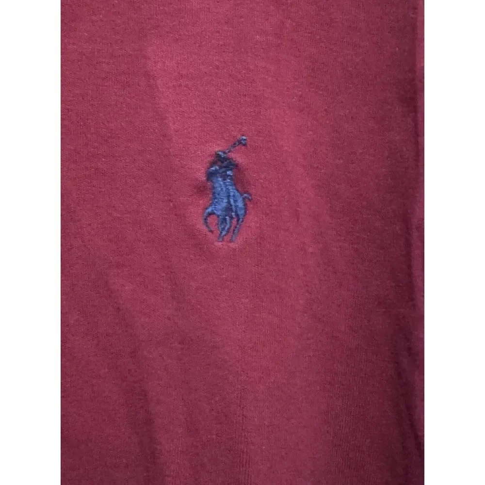 Polo Ralph Lauren Men's Polo Long Sleeve Rugby Shirt Cotton Burgundy XL‎ EUC